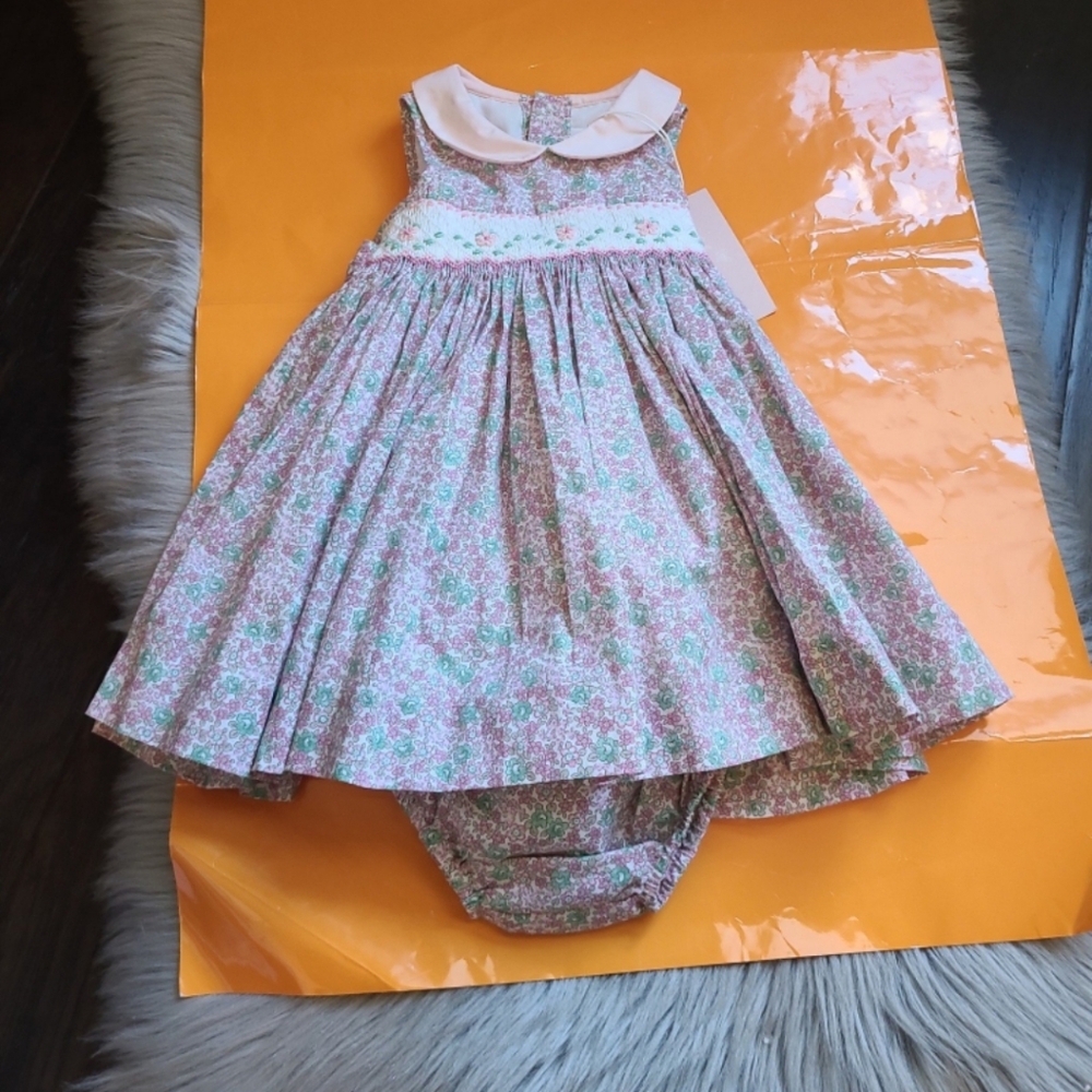 Nwt! Antoinette Paris Smocked Baby Girl Dress In Lady Rose